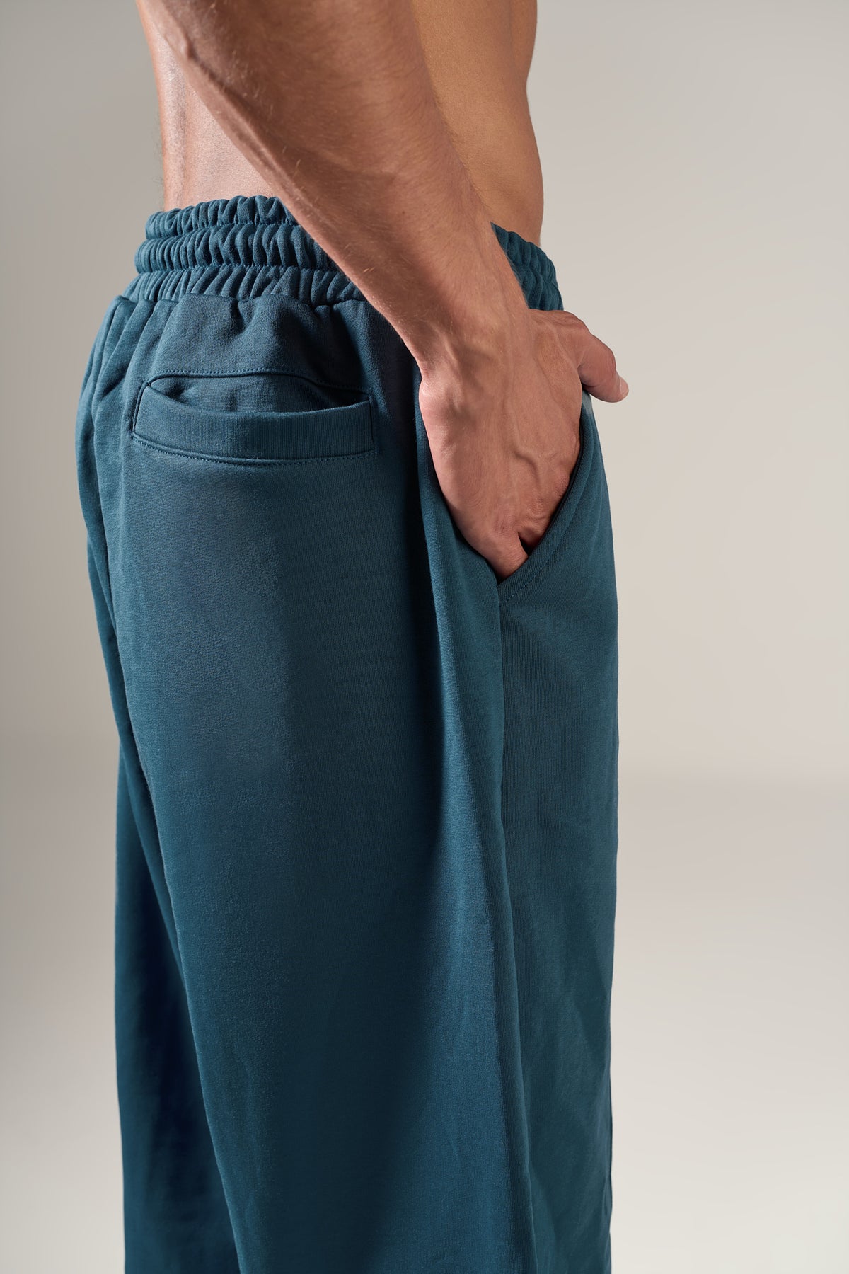 Petrol Blue Wide-Leg Sweatpants