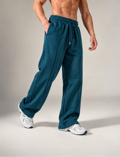 Petrol Blue Wide-Leg Sweatpants