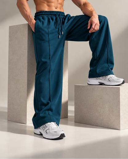 Petrol Blue Wide-Leg Sweatpants