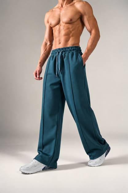 Petrol Blue Wide-Leg Sweatpants