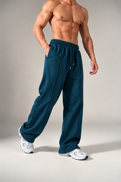 Petrol Blue Wide-Leg Sweatpants