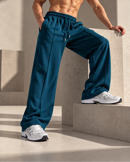 Petrol Blue Wide-Leg Sweatpants