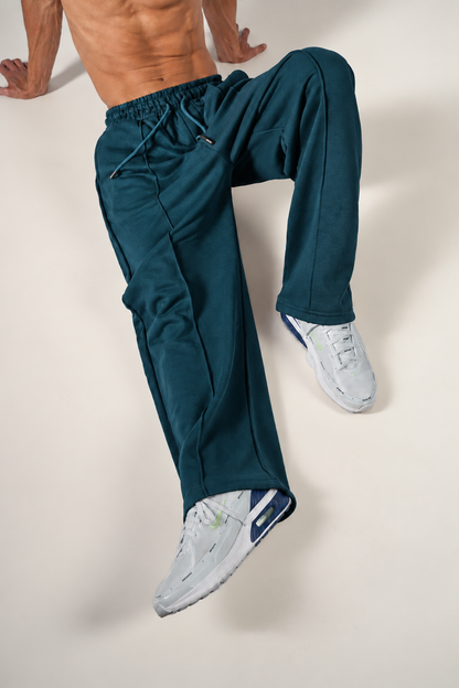 Petrol Blue Wide-Leg Sweatpants