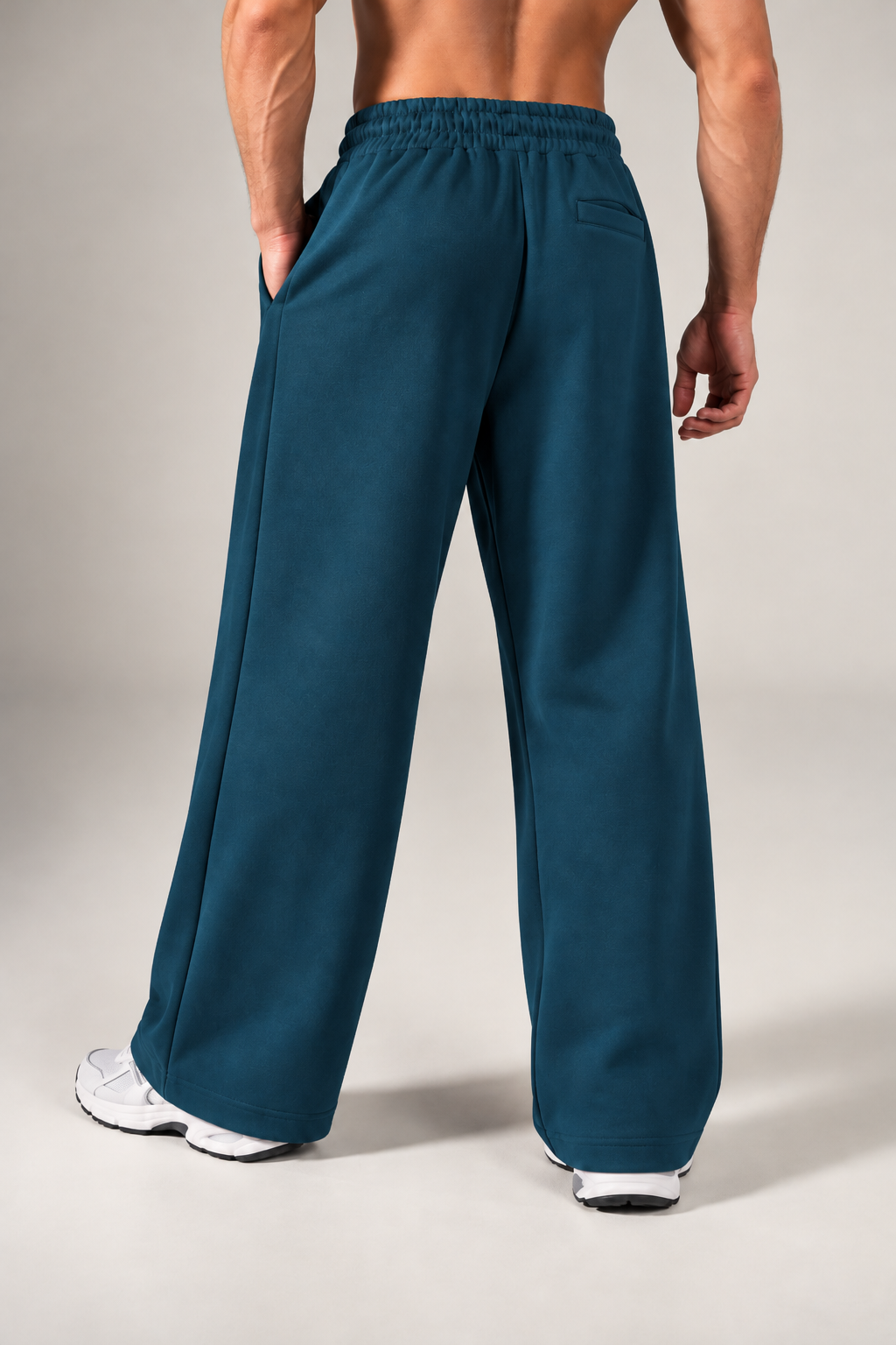 Petrol Blue Wide-Leg Sweatpants