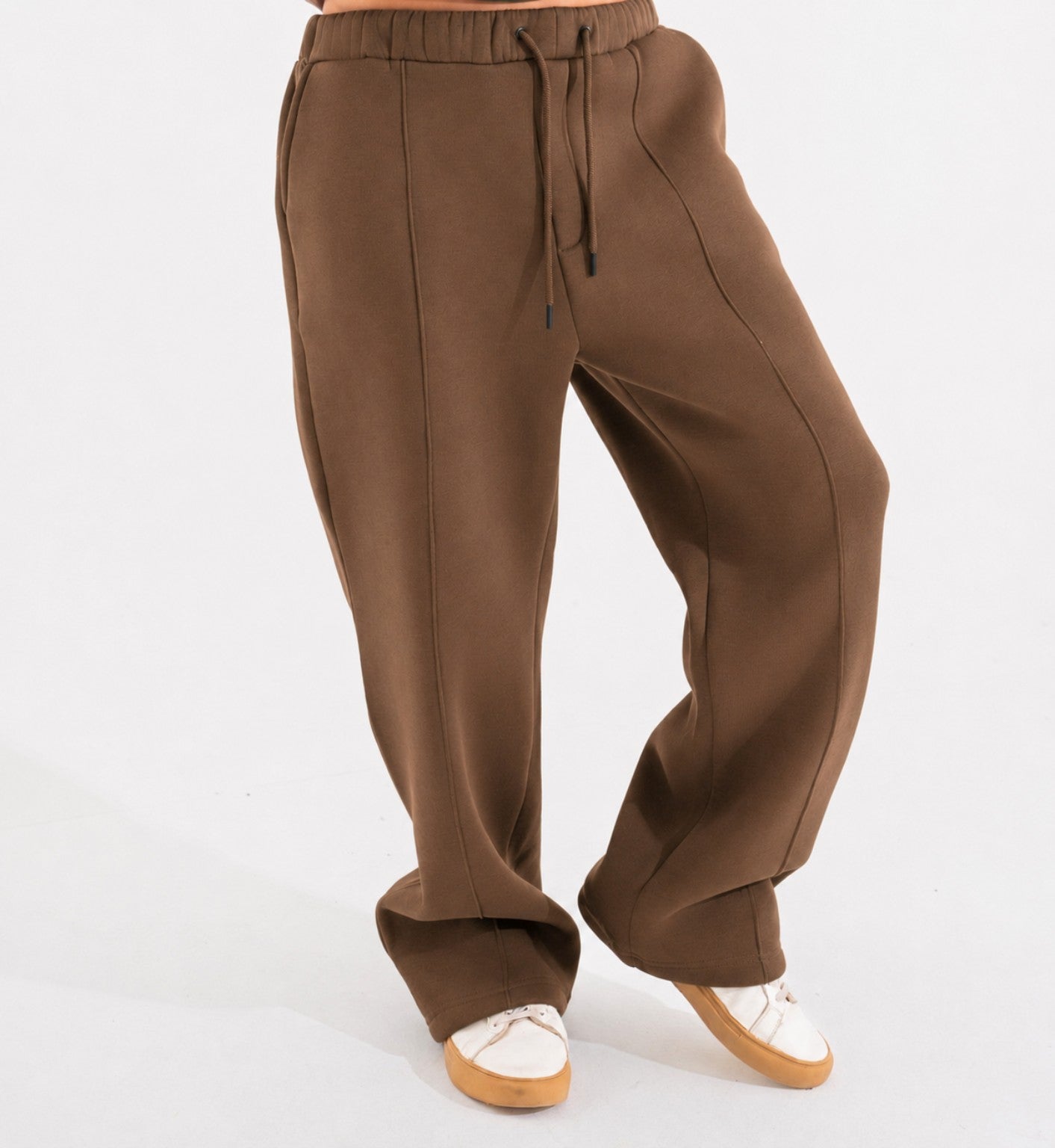 Summer Wide-Leg Sweatpants - Brown