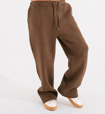 Summer Wide-Leg Sweatpants - Brown