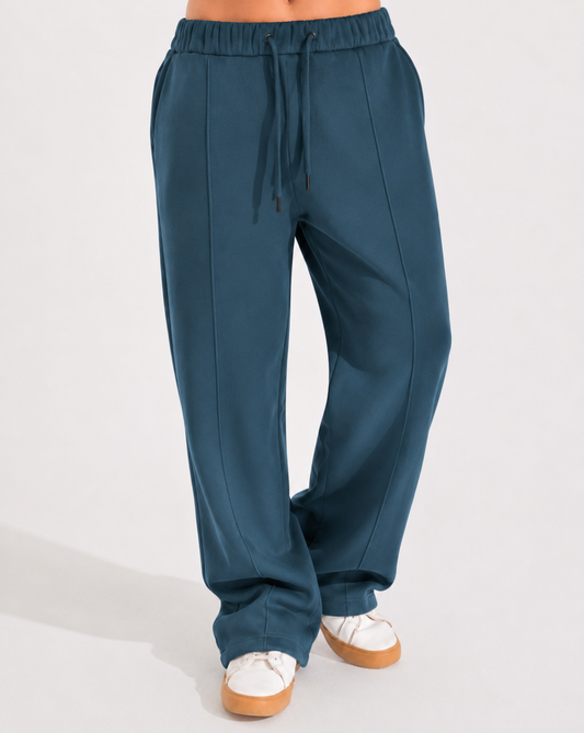 Summer Wide-Leg Sweatpants - Petrol Blue