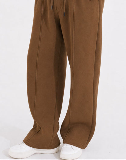 Summer Wide-Leg Sweatpants - Brown