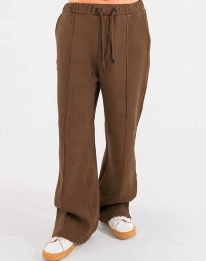 Summer Wide-Leg Sweatpants - Brown